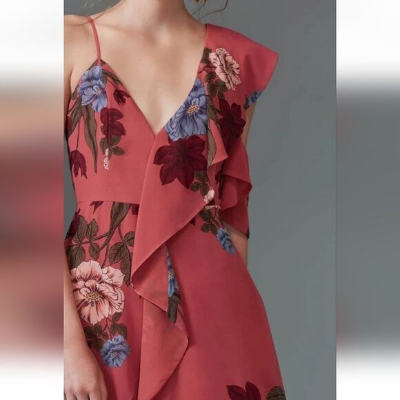 NWT Keepsake Floral Asymmetrical Chiffon Dress L - Picture 5 of 16